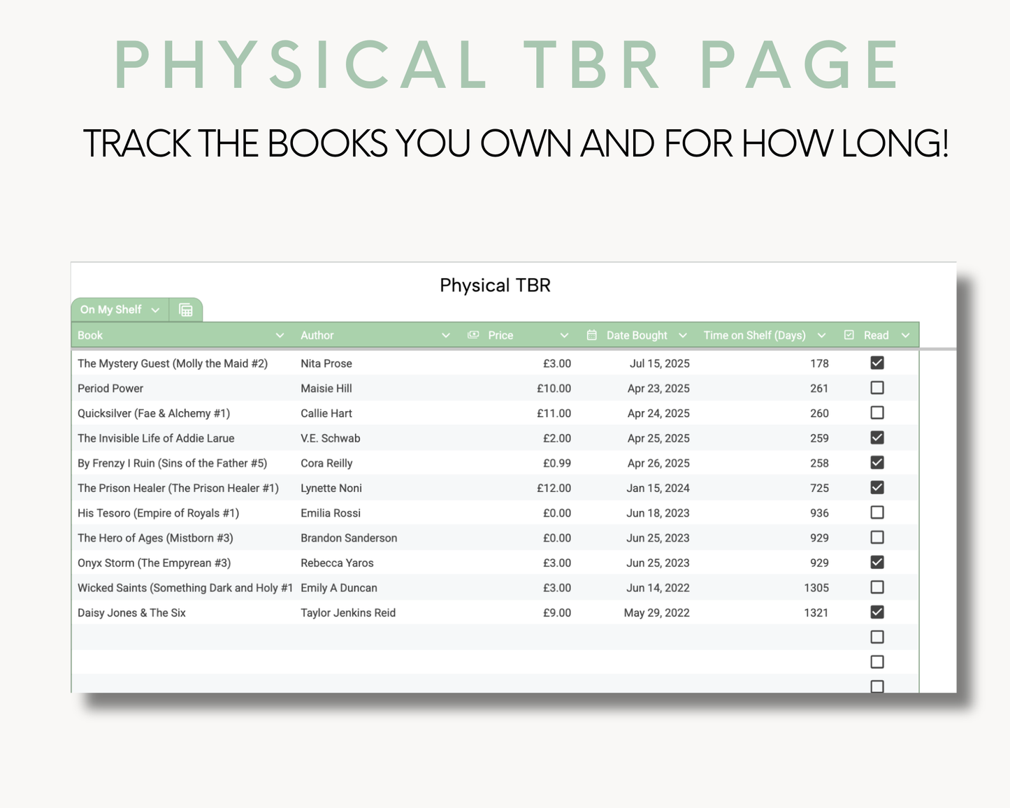 Ultimate Digital Reading Tracker Spreadsheet
